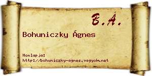 Bohuniczky Ágnes névjegykártya